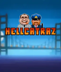 Enter the thrilling world of the Hellcatraz game by Relax Gaming, showcasing a quirky prisoner and a guard with the infamous Alcatraz prison and San Francisco skyline in the background. This graphic depicts the fun and humor of an prison break-themed game, perfect for fans of retro gaming, providing a nostalgic adventure. 