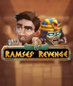 Uncover the mysterious world of the Ramses' Revenge game by Relax Gaming, highlighting a surprised explorer and a fierce mummy amid an Egyptian tomb backdrop. This image depicts the drama of Egyptian archaeology, great for fans of Egyptian-themed slots, offering a captivating escape. 